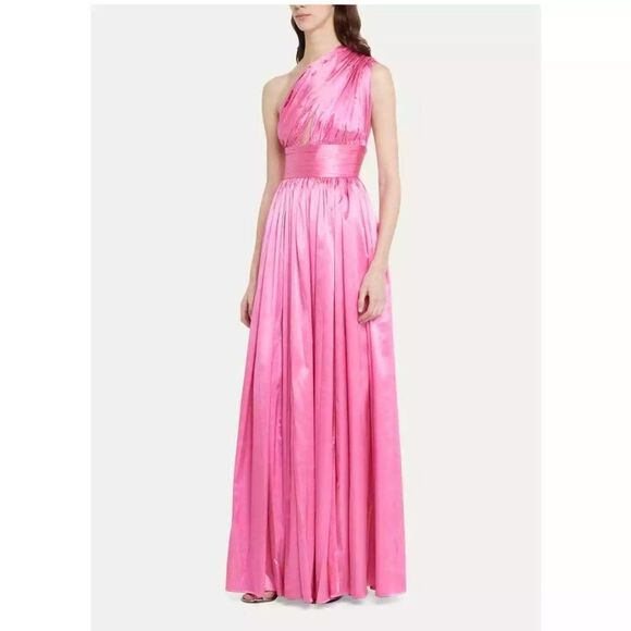 Bronx and Banco Aphrodite Ruched One Shoulder Cutout Pink Gown 4/5 NWT  $780 - Picture 3 of 9
